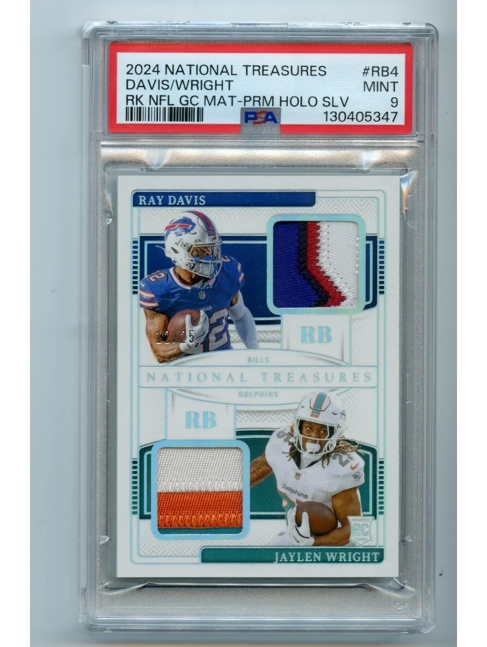 2024 Panini National Treasures Ray Davis Jaylen Wright RC Patch Holo /25 PSA 9
